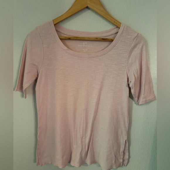 J. Jill Tops - J.Jill Pima Scoop-Neck Elbow-Sleeve Tee Pink Size XSP